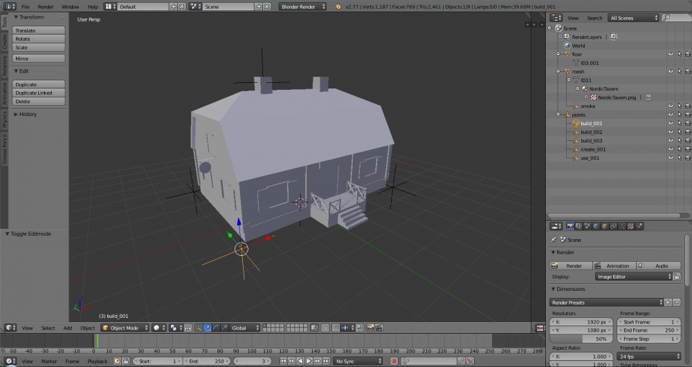 The new tavern model in Blender